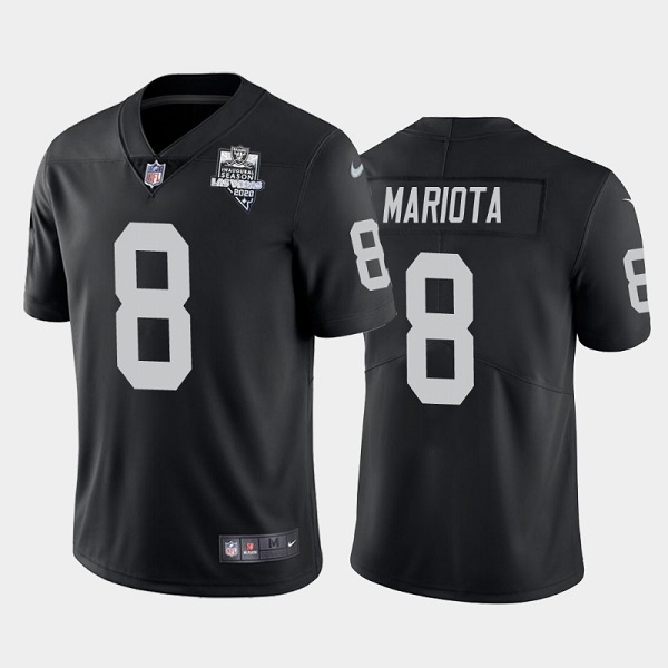 Men's Las Vegas Raiders #8 Marcus Mariota Black NFL 2020 Inaugural Season Vapor Limited Stitched Jersey Men's Las Vegas Raiders #8 Marcus Mariota Black NFL 2020 Inaugural Season Vapor Limited Stitched Jersey